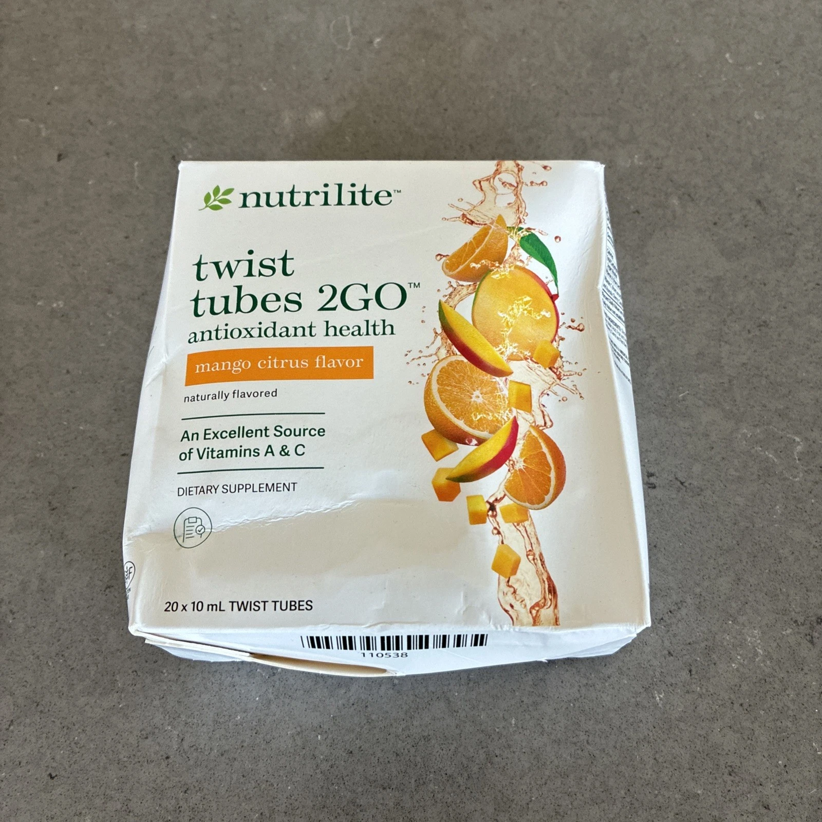 Nutrilite Twist Tubes 2GO Antioxidant Health 20 MANGO CITRUS Tubes | New READ