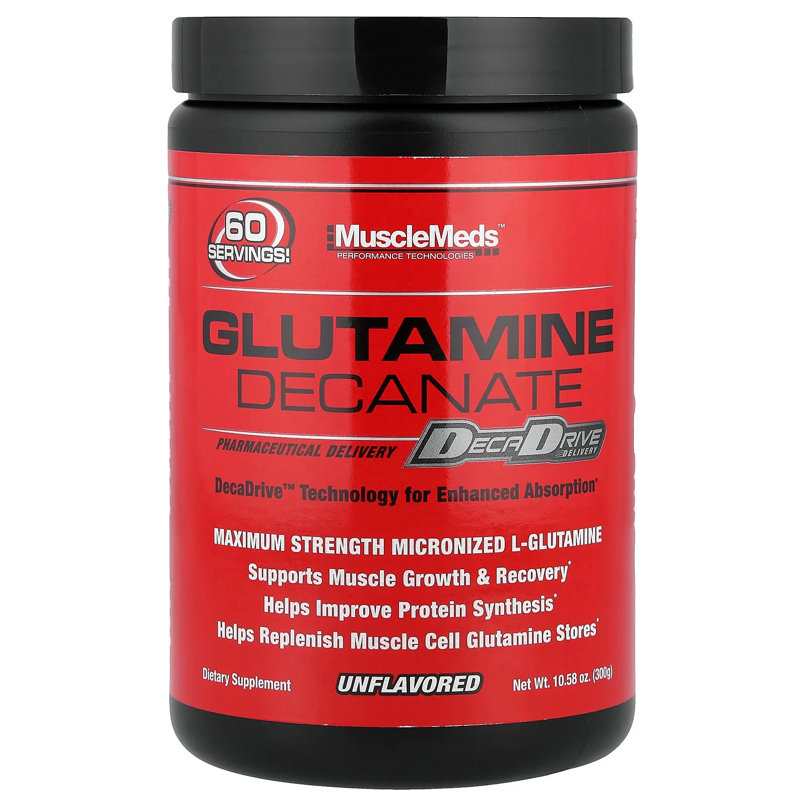 Glutamine Decanate, Unflavored, 10.58 oz (300 g)