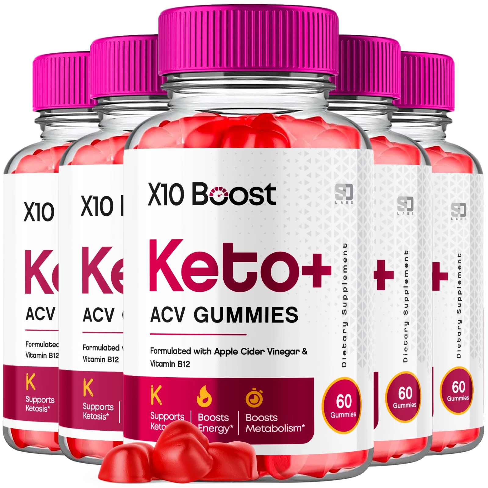 (5 Pack) X10 Boost Keto, X10 Boost Keto ACV Weight Loss Gummies (300 Gummies)