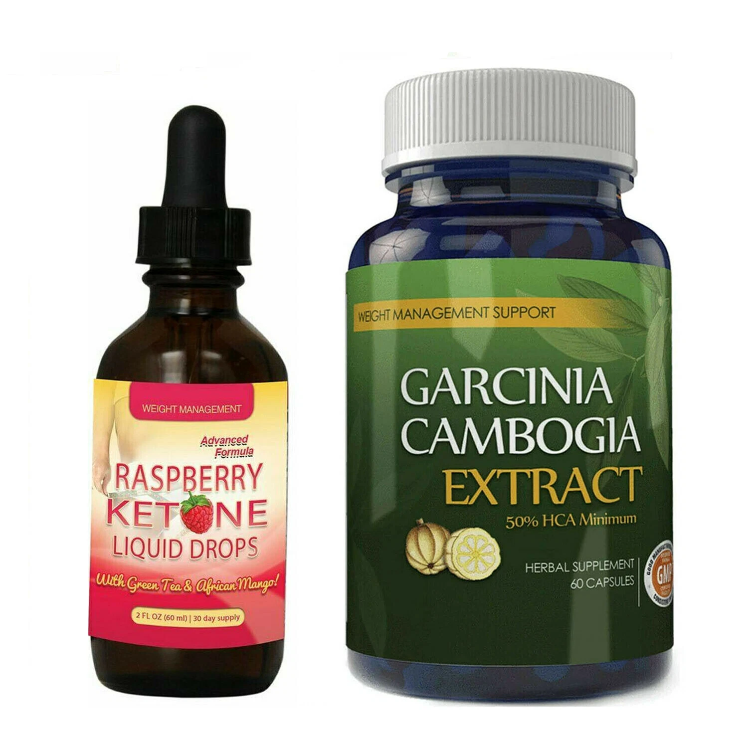 Garcinia Cambogia Extract Weight Loss Caps Raspberry Ketone Diet Fat Burn Drops