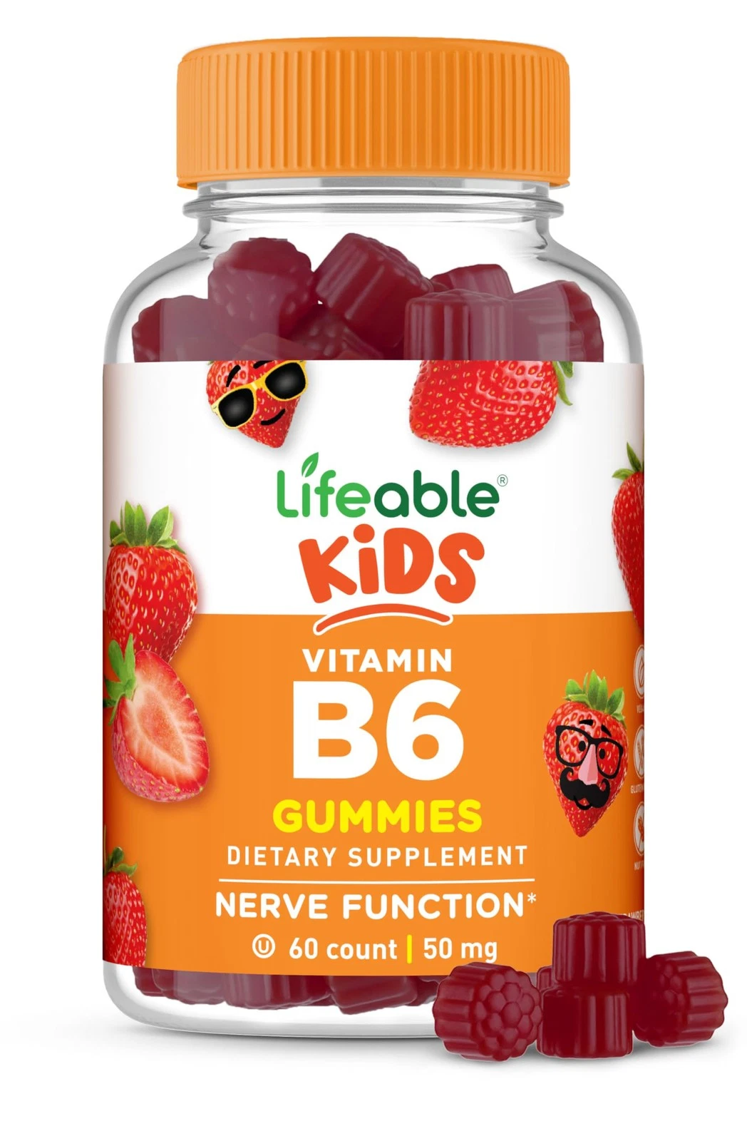 Lifeable Vitamin B6 Gummies for Kids | Great Tasting B6 Vitamins 50mg | Vegan No