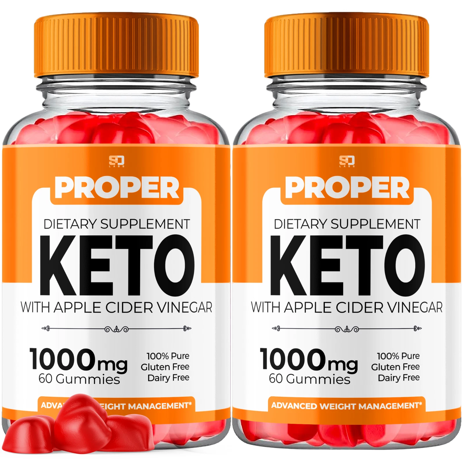 (2 Pack) Proper Keto Gummies, Proper ACV Keto+ Weight Loss (120 Gummies)