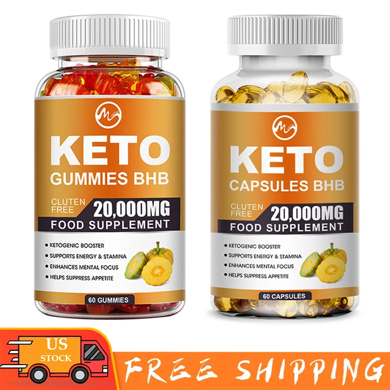 Keto Slimming Gummies 20,000mg ACV Weight Loss,Fat Burner,Detox 60 Capsules USA