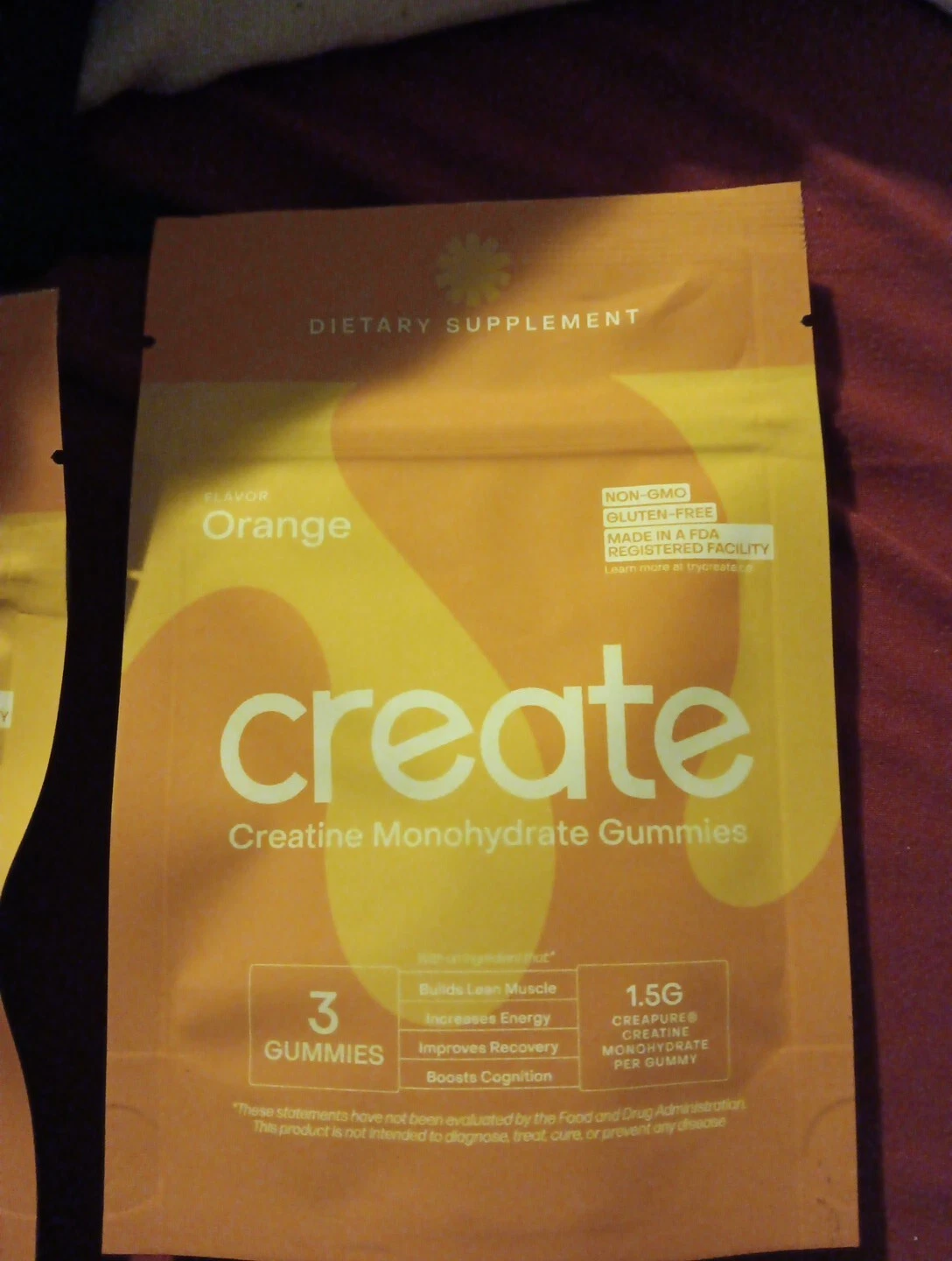 Create Creatine Monohydrate Gummies 2 Packs Orange Flavor