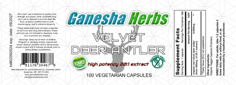 RED VELVET DEER ANTLER Extract, IGF-1 Maximum Strength 100 capsules NEW BATCH!!