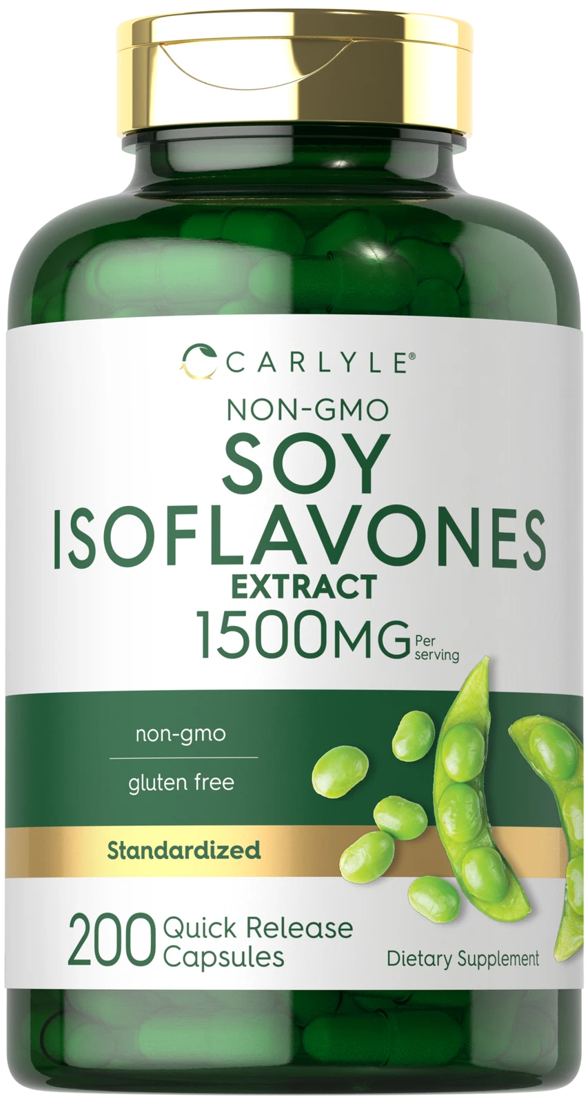 Soy Isoflavones for Women and Men 1500mg | 200 Capsules | Non-GMO | by Carlyle