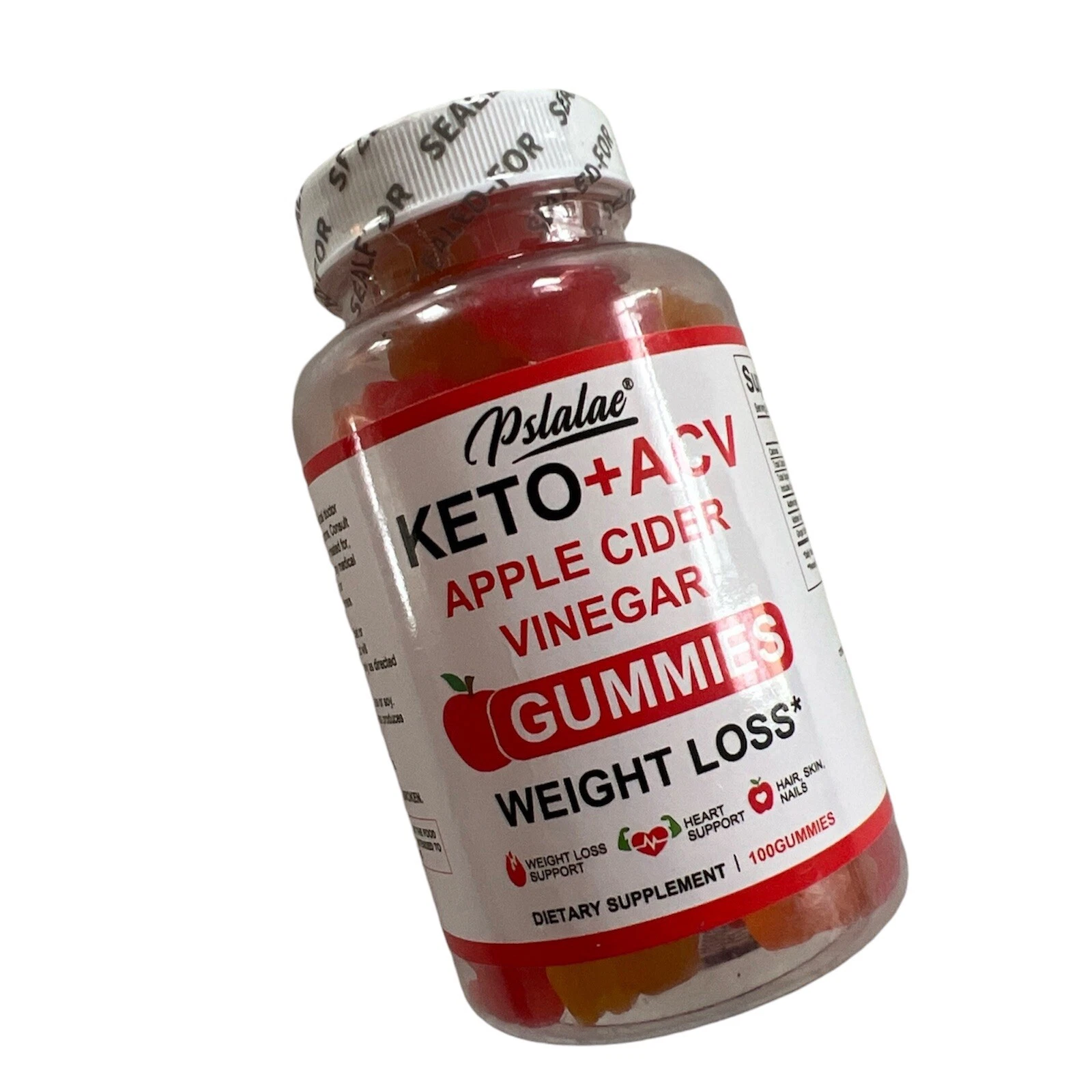 Pslalae Keto + ACV Capsules Weight Loss Hair Skin Nails 100 Gummies Exp 11/25