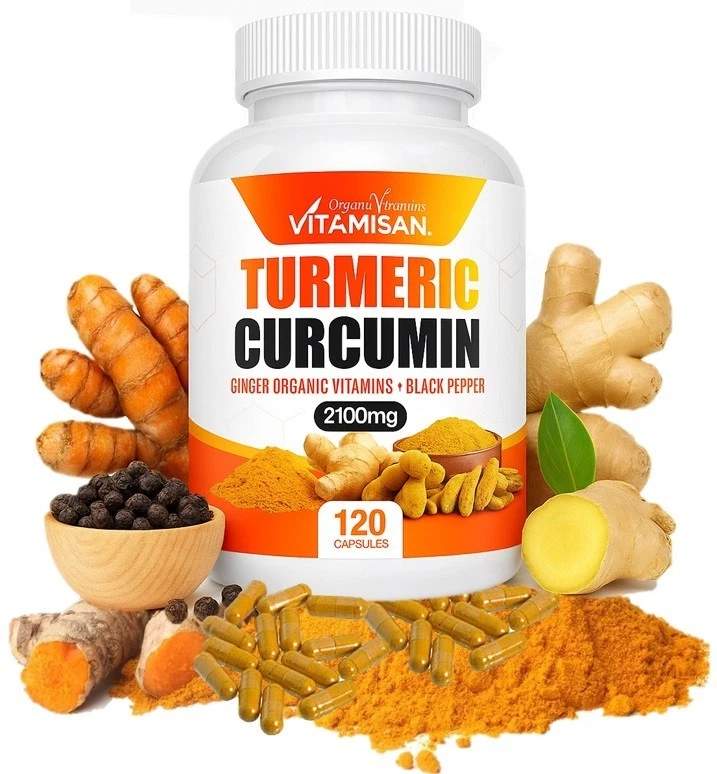 Turmeric Curcumin with Ginger and Bio pepper 2100mg Triple Strength Capsules 120