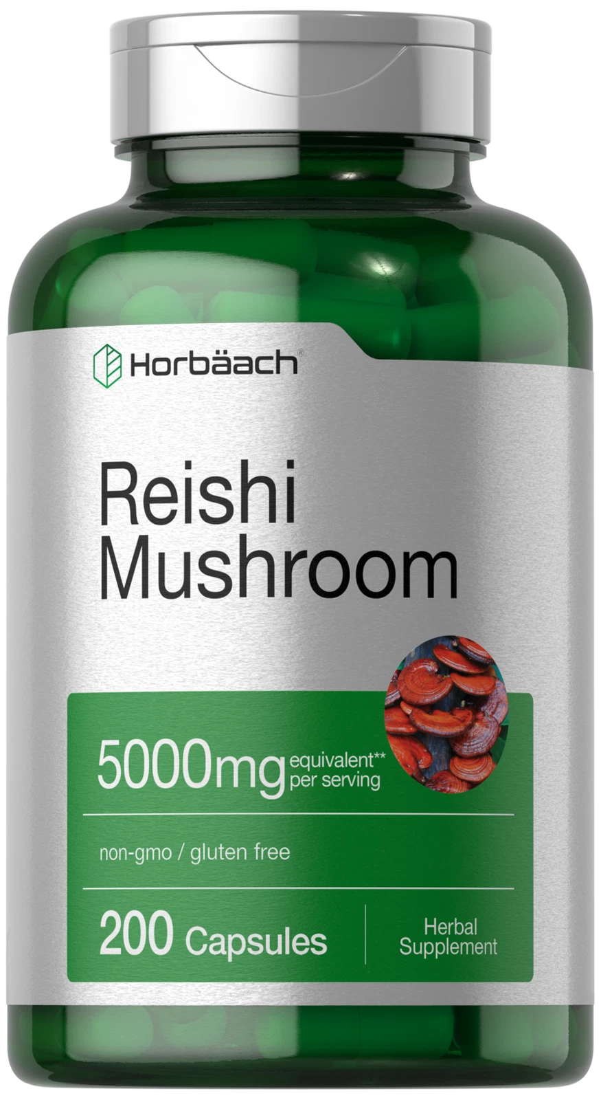 Reishi Mushroom Capsules 5000mg | 200 Count | Non-GMO, Gluten Free | by Horbaach