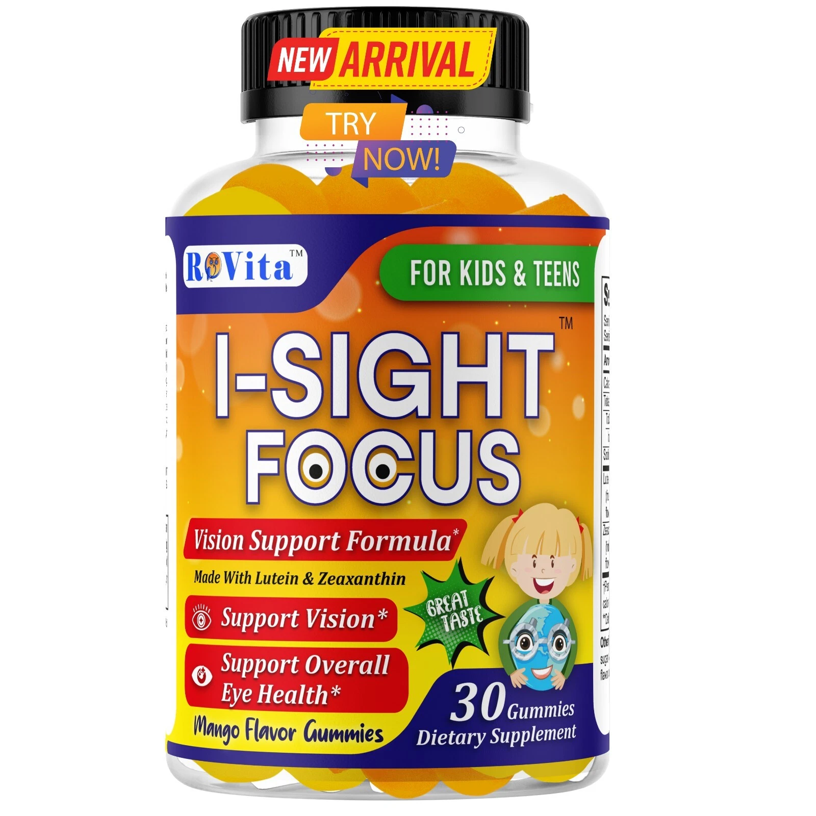 Gomitas I-SIGHT FOCUS para la salud ocular de los niños con luteína y zeaxantina apoyo visual