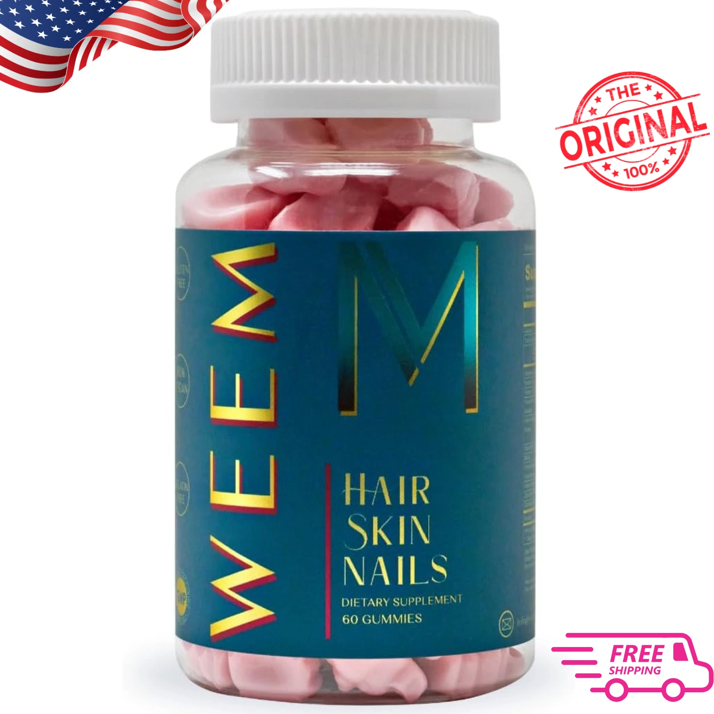 WEEM Hair Skin and Nails Gummies - Supports Healthy Hair - Vegan biotin Vitamins