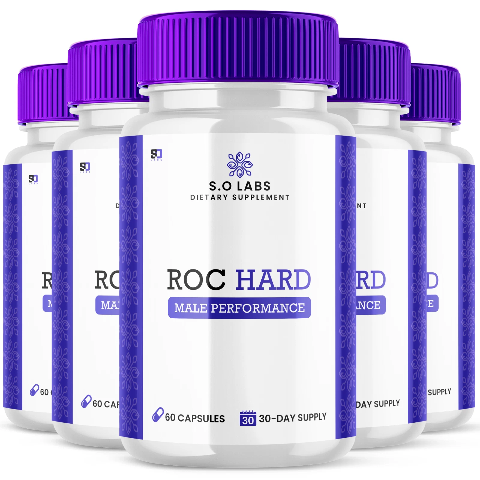 (5 Pack) Roc Hard Male Pills - Enhances Energy, Vitality & Stamina - 300 Caps