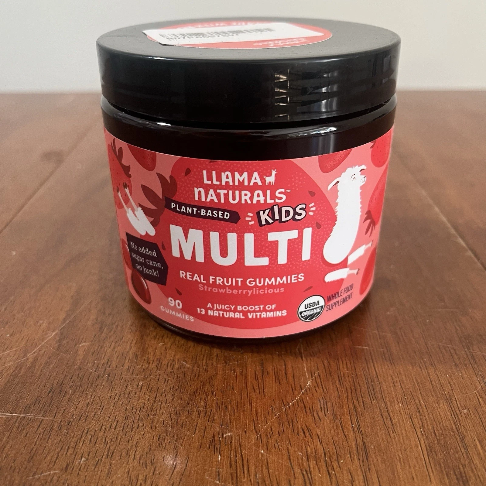 Llama Naturals Kids Multivitamin 90 Gummy Real Fruit Strawberrylicious