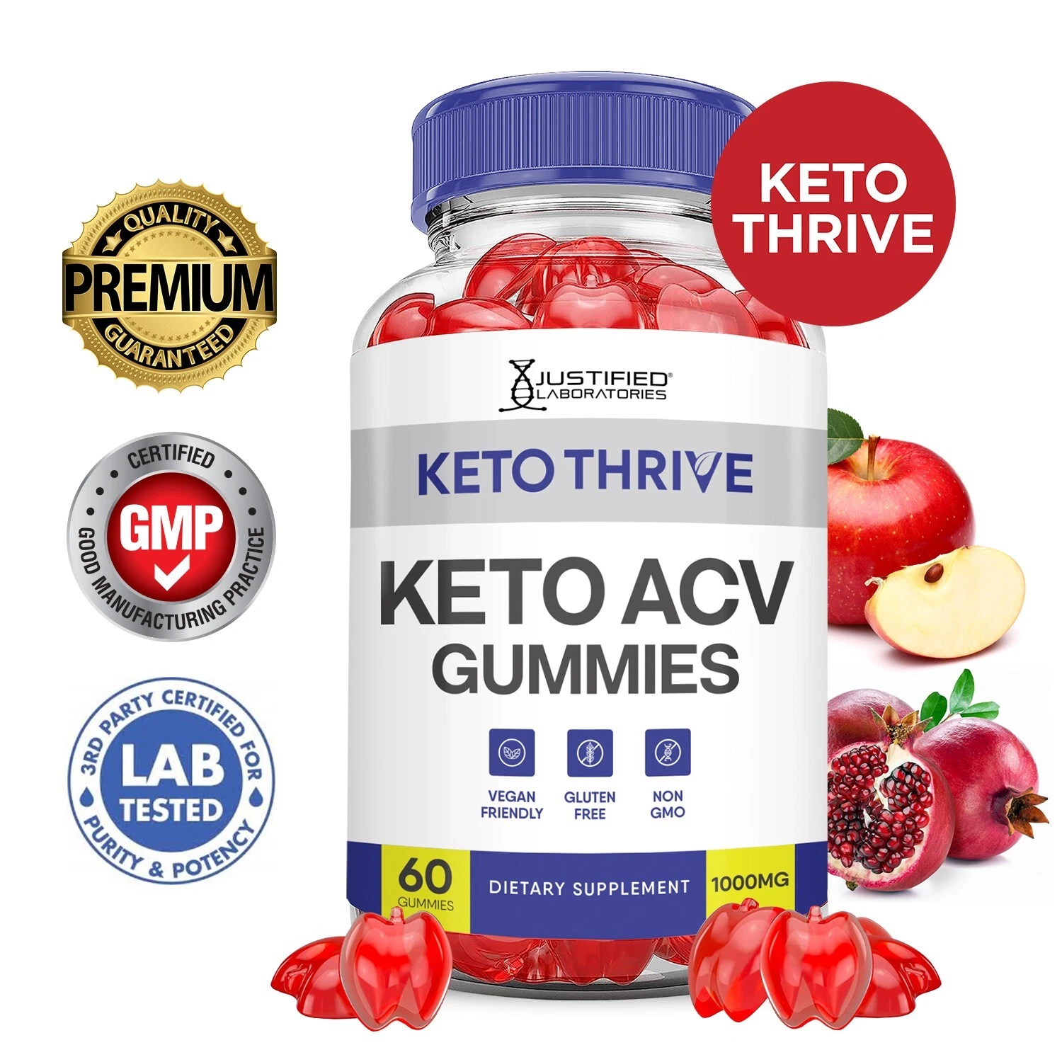 Keto Thrive ACV Gummies 1000MG Apple Cider Vinegar 60 Gummys