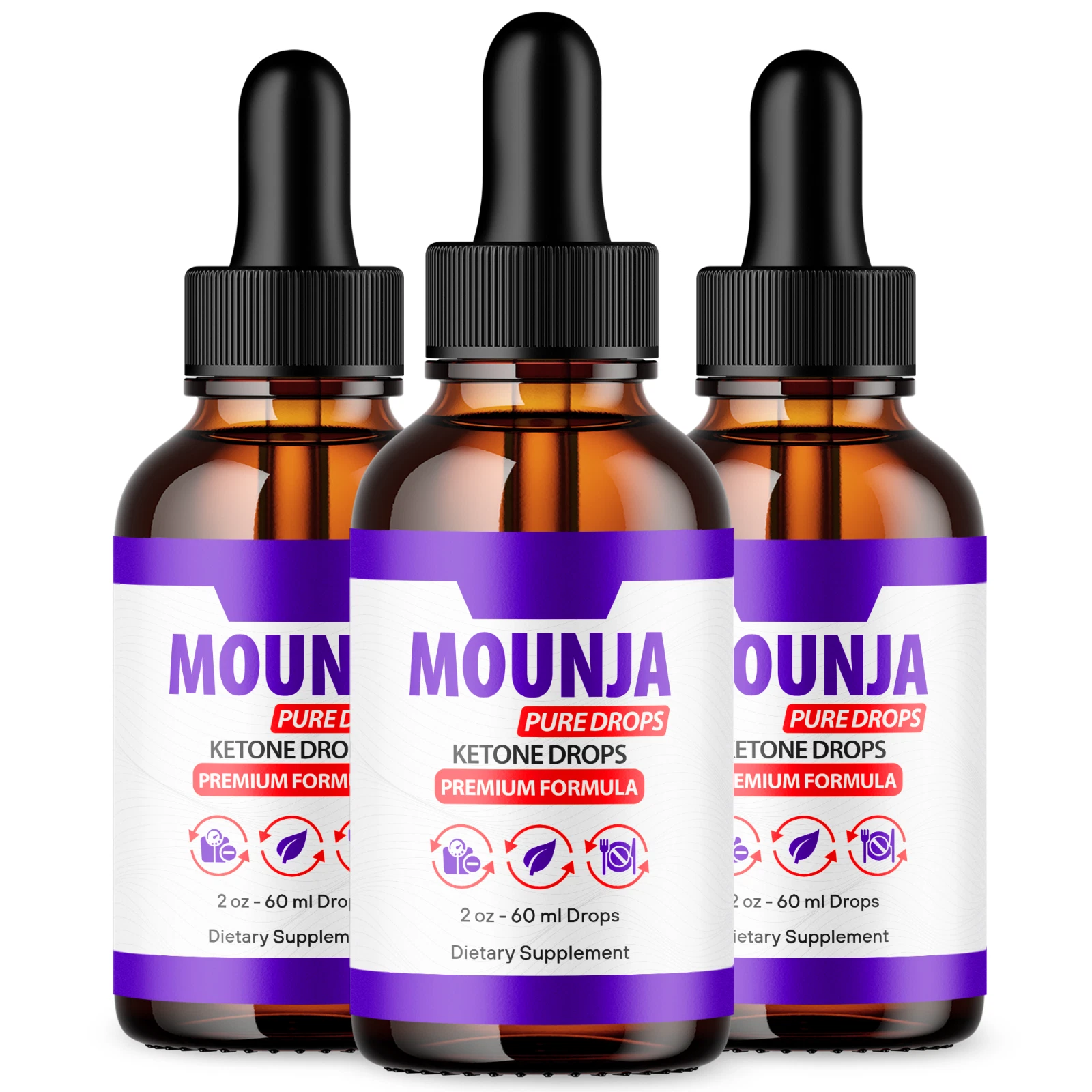 Mounja Pure Drops Max Strength Keto Formula Weight Management Supplement 3 Pack