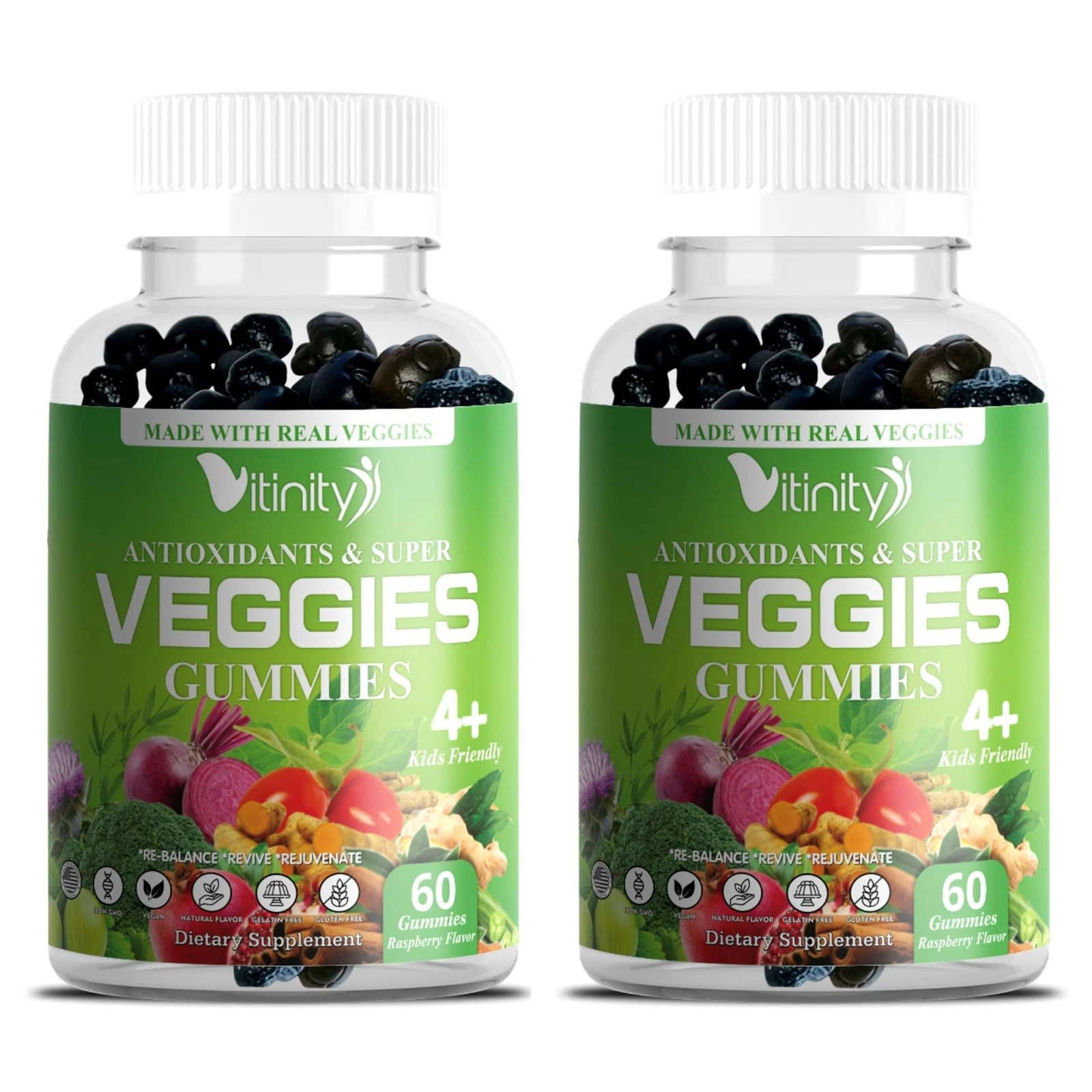 VITINITY Veggies Supplement-Made with Real Super Veggies Delicious Gummies(120 C