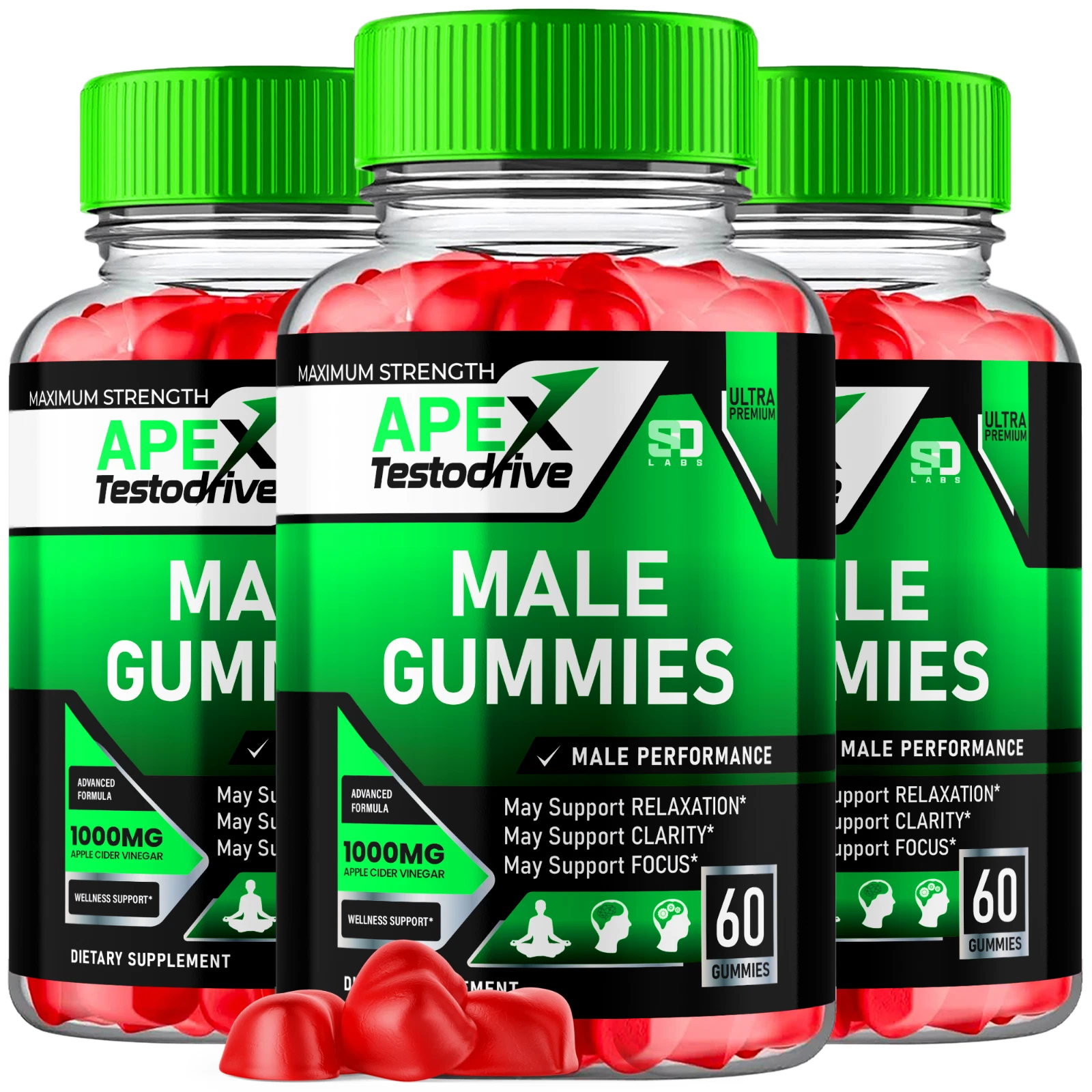 (3 Pack) Apex Testodrive Male Gummies, Apex Testo Drive for Men (180 Gummies)
