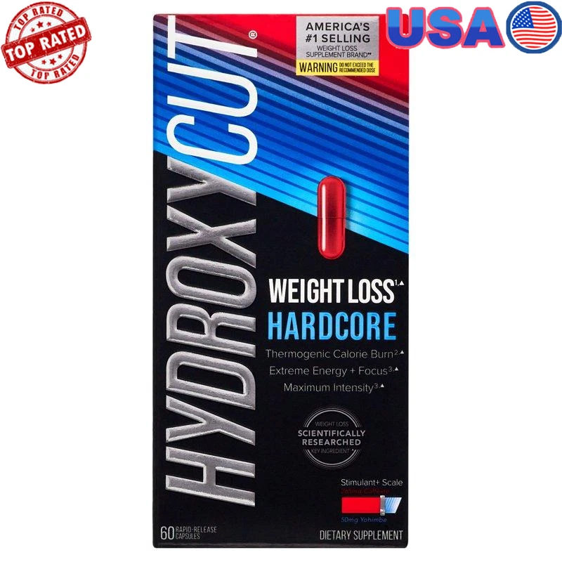 Hardcore Weight Loss Capsules Energy Boost & Fat Burn 60 Ct Supplement Sports US
