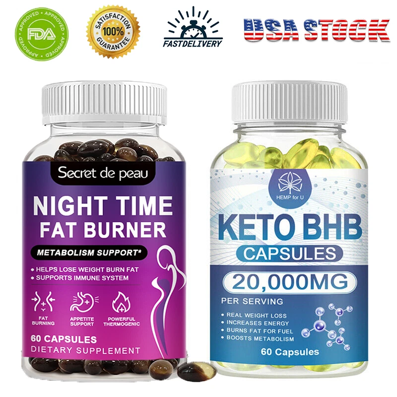 Night Time Burning Fat Softgel Weight Loss+20000mg Keto BHB Capsules Burning Fat
