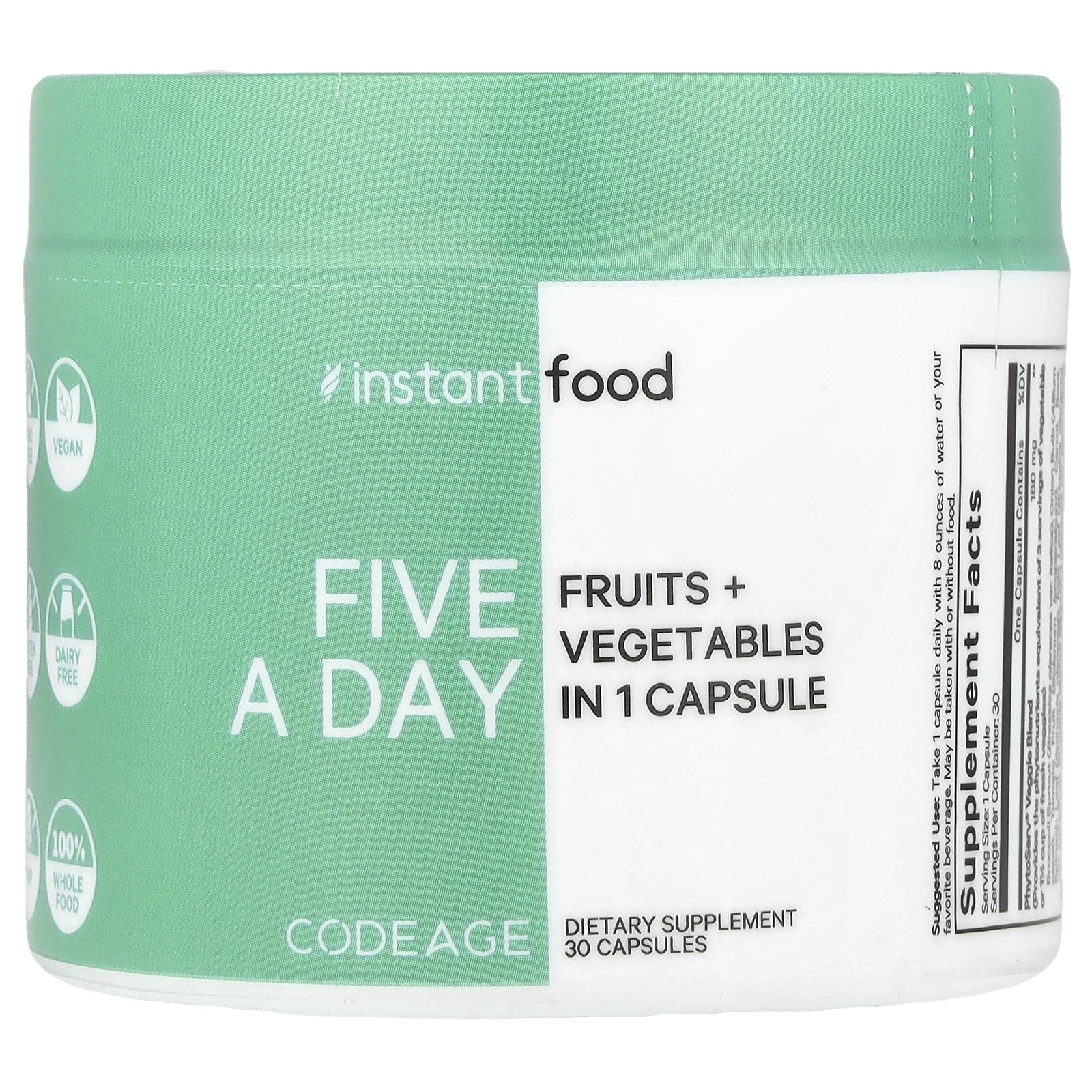 Five A Day, Fruits + Vegetables in 1 Capsule, 30 Capsules