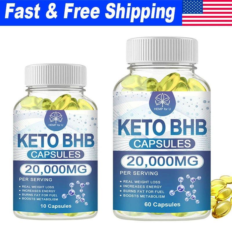 10/60PCS KETO BHB 20000mg PURE Ketone FAT BURNER Weight Loss Diet Pills Ketosis