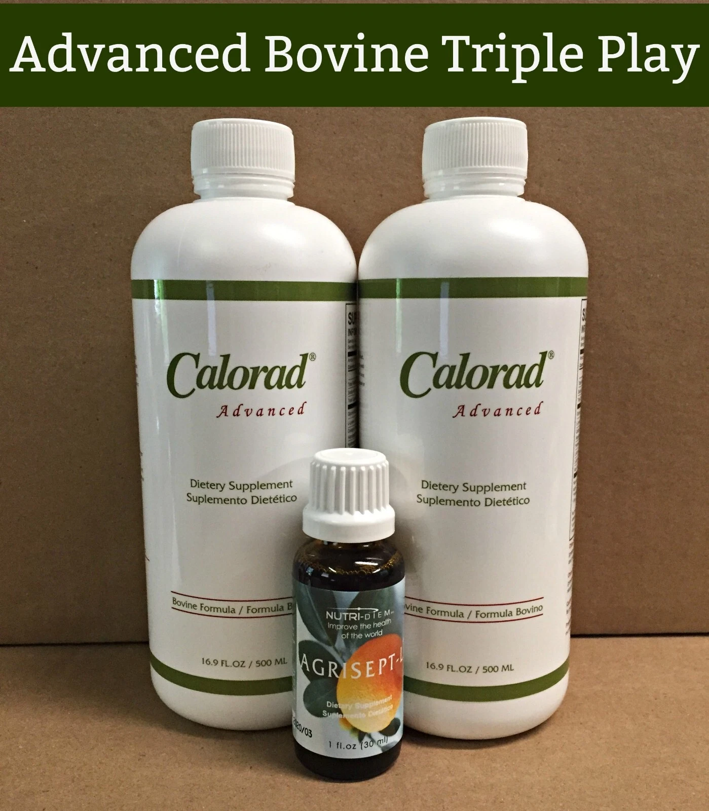 Calorad Advanced Triple Play/2 Calorad Adv Bovine & 1 Agrisept/ Calrad Exp 04/28