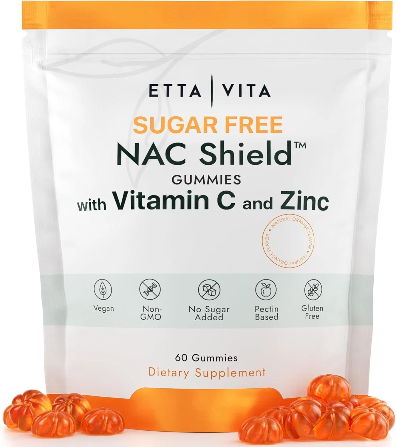 Sugar-Free NAC Gummies N-Acetyl Cysteine Vit. C,Zinc,Immune&Respiratory Support