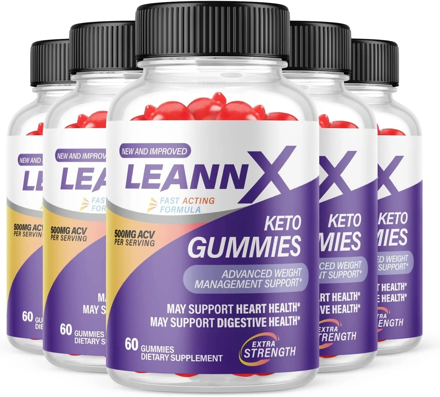 5 Pack - Leann X Keto Gummies, Weight Loss, Appetite Suppressant-300