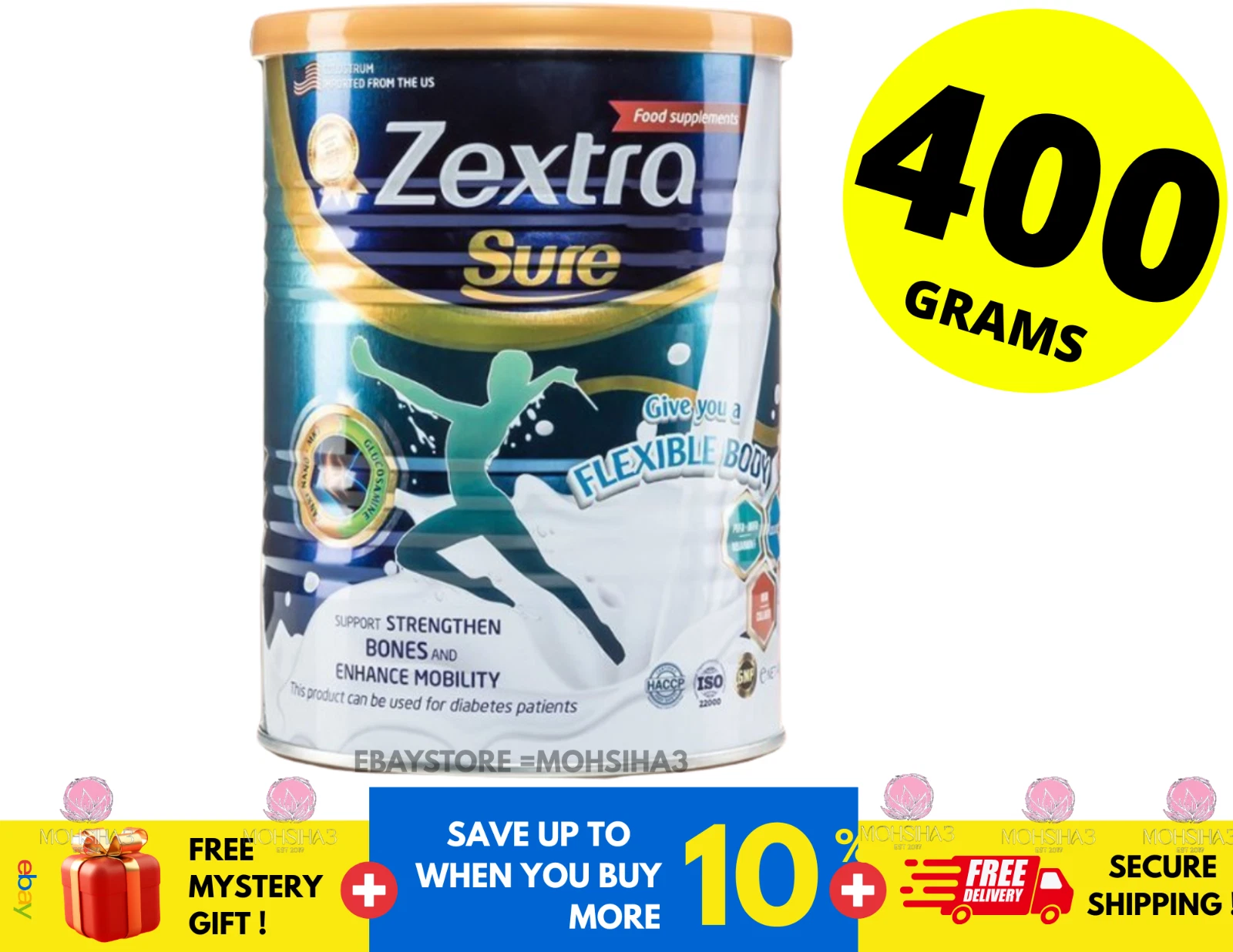 1 x 400g Zextra Sure Milk For Knee, Back Pain, Strengthen Bone