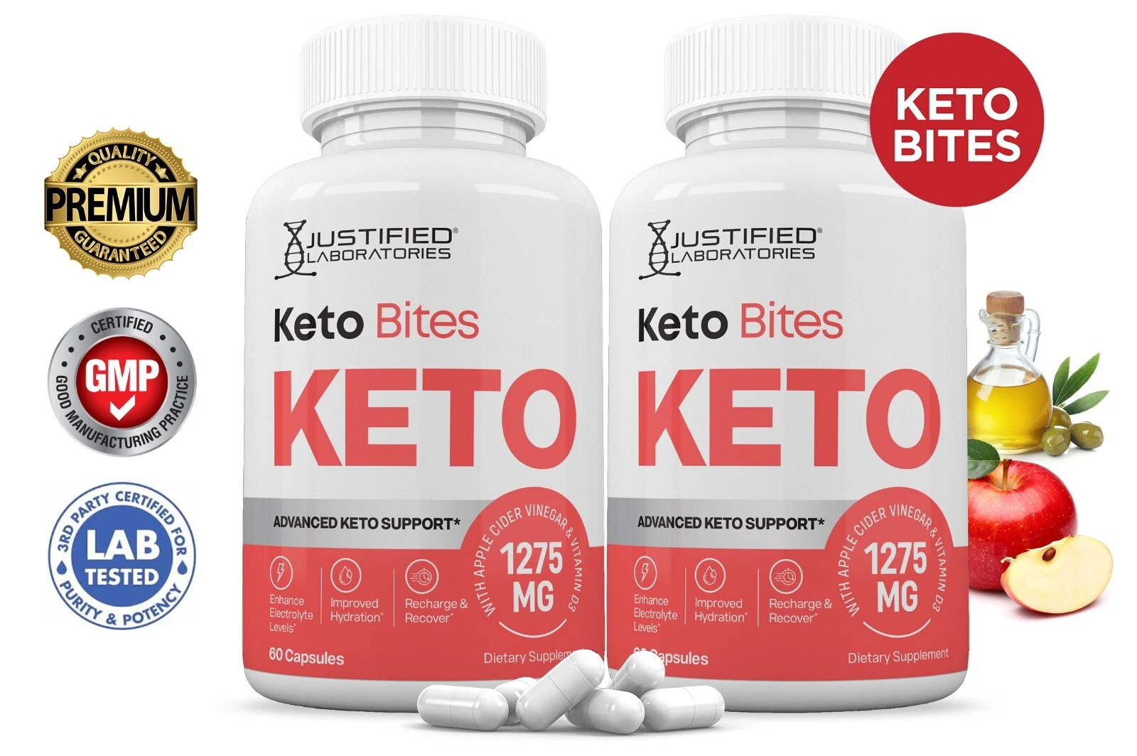 Keto Bites ACV Pills 1275 MG Stronger Than Gummies Keto Support 2 Bottles