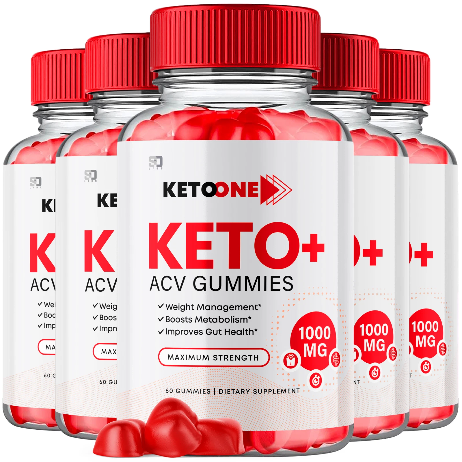 (5 Pack) Keto One Keto, KetoOne ACV Gummies Advanced Weight Loss (300 Gummies)