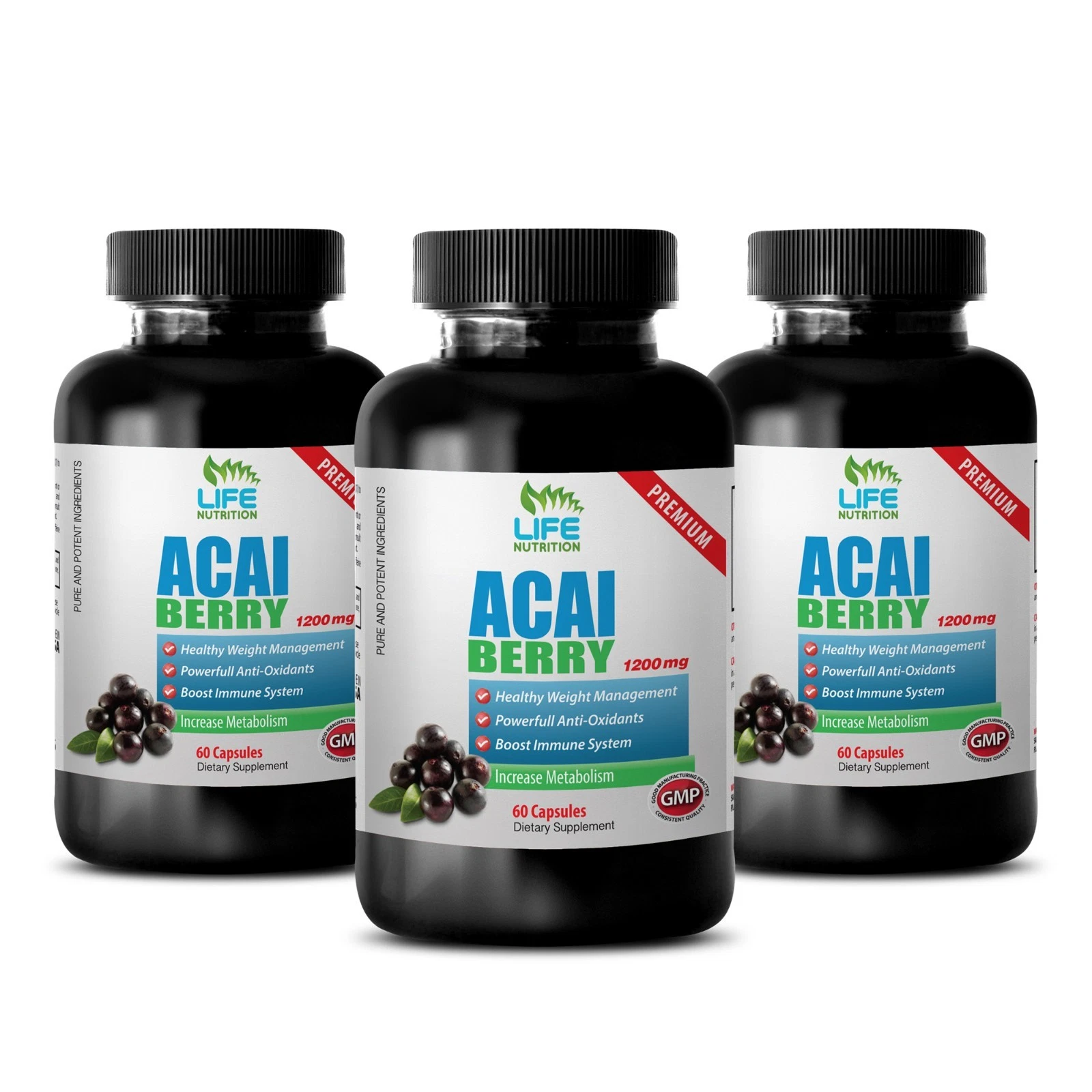 Acai Berry Organic - Acai Berry Extract 1200mg - Fat Burner Supplement 3B
