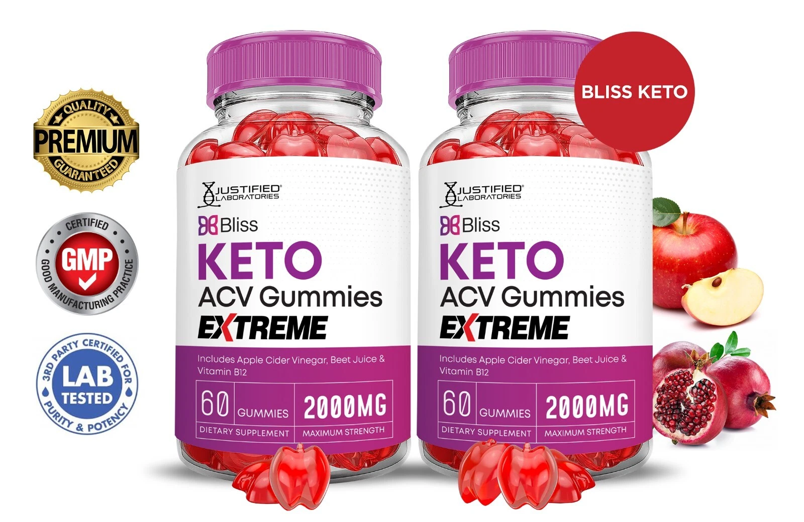 Bliss Keto Extreme ACV Gummies 2000MG Apple Cider Vinegar 120 Gummys