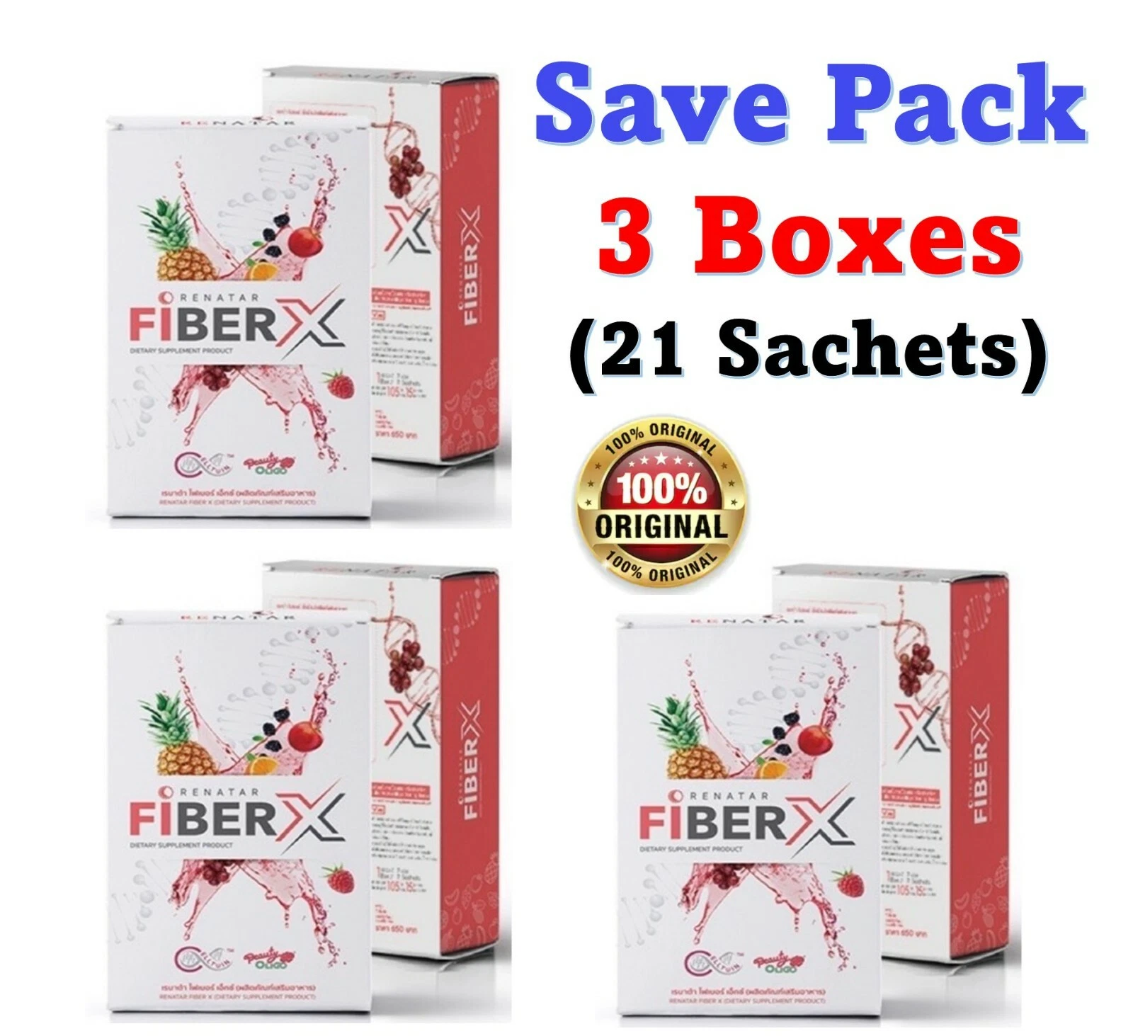 3x Renatar Fiber X Natural Detox Weight Loss Organic Prebiotic Phytonutrients