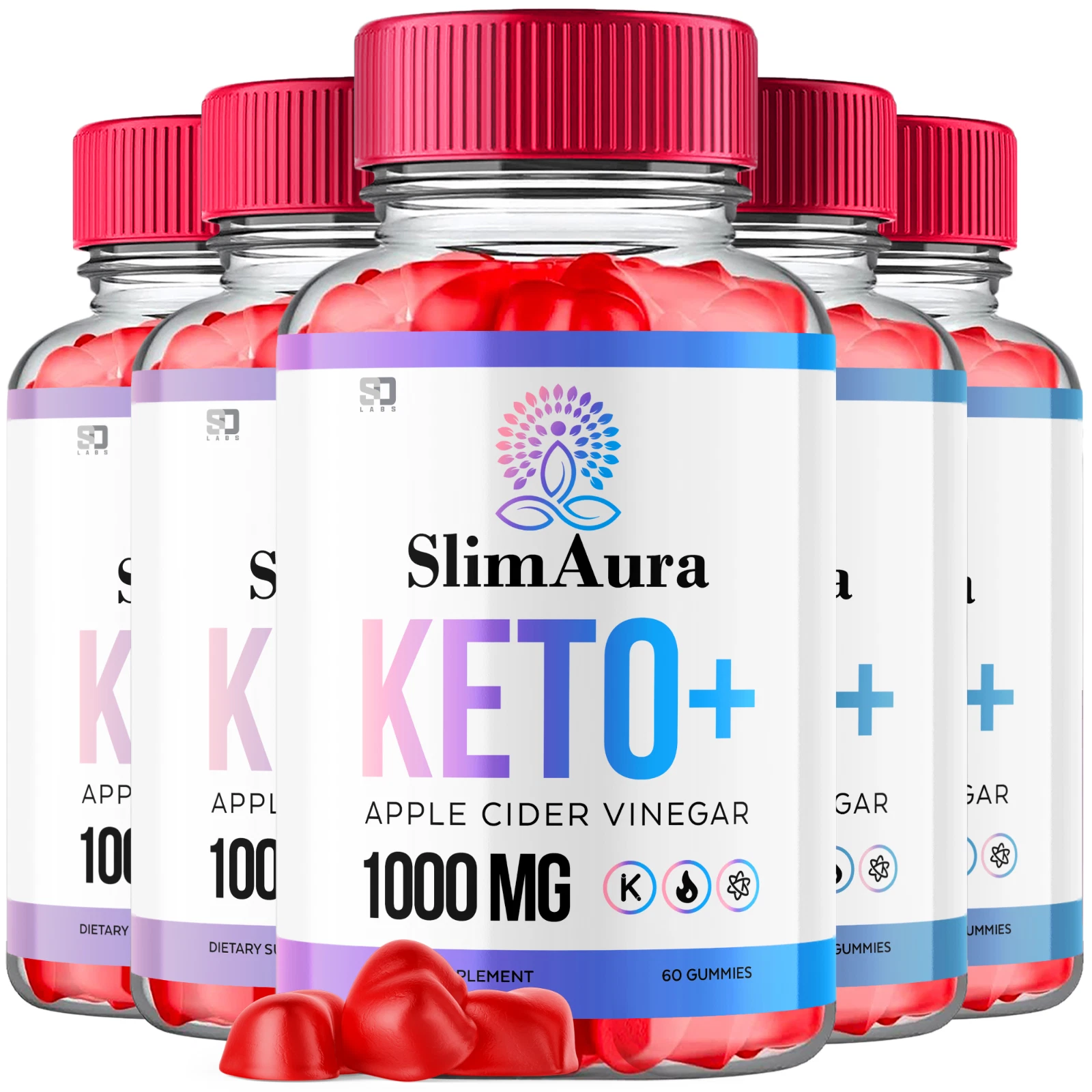 (5 Pack) Slim Aura Keto ACV Gummies - For Weight Management & Healthy Body 300ct