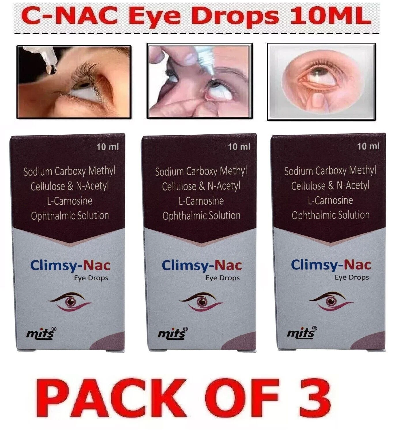 (PACK OF 3) Climsy NAC Eye Drops (10ml Each) NAC