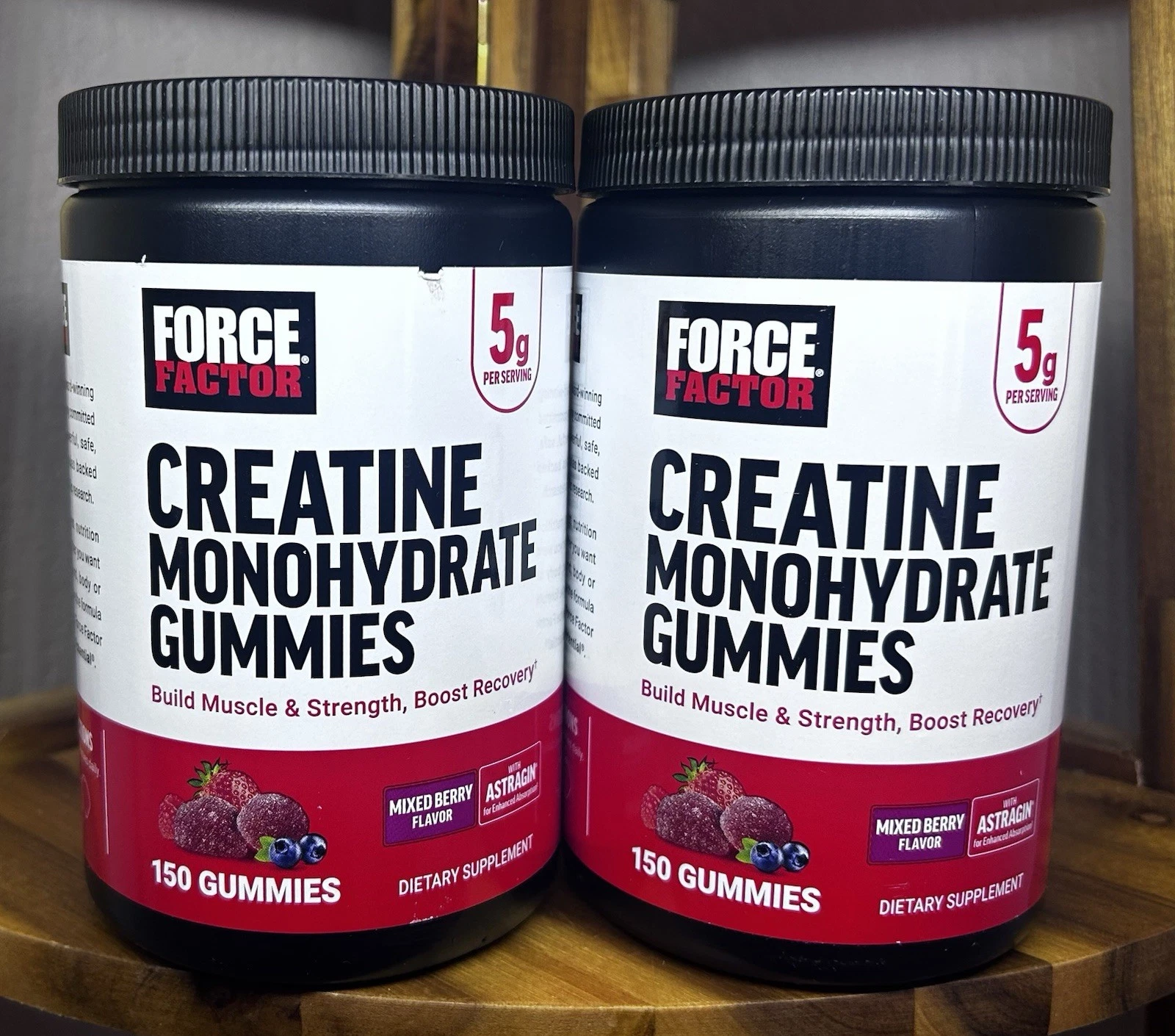 Force Factor Creatine Monohydrate Gummies, 5g, 150 Ct, Mixed Berry, Exp 2/27 X 2