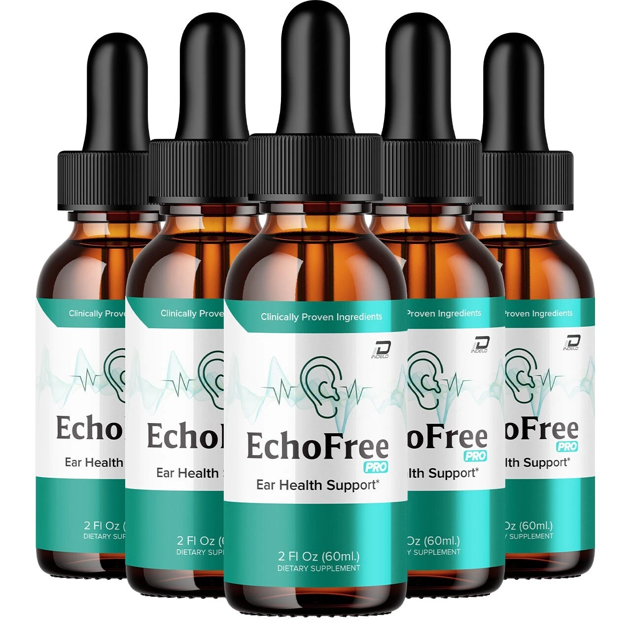 (5 Pack) Echo Free Pro Healthy Ear Support – Echo Free Pro Liquid Drops