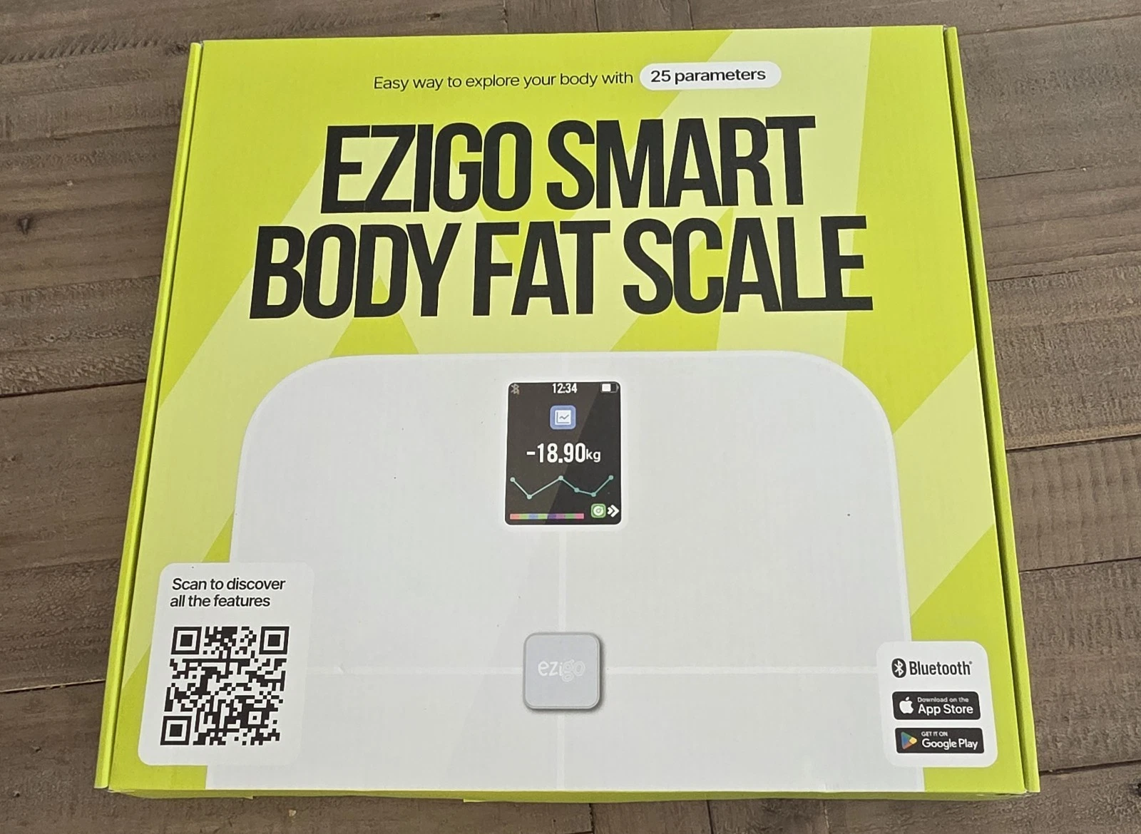 25 Metrics Digital Bathroom Smart Scale, BMI Body Fat Muscle Mass, White
