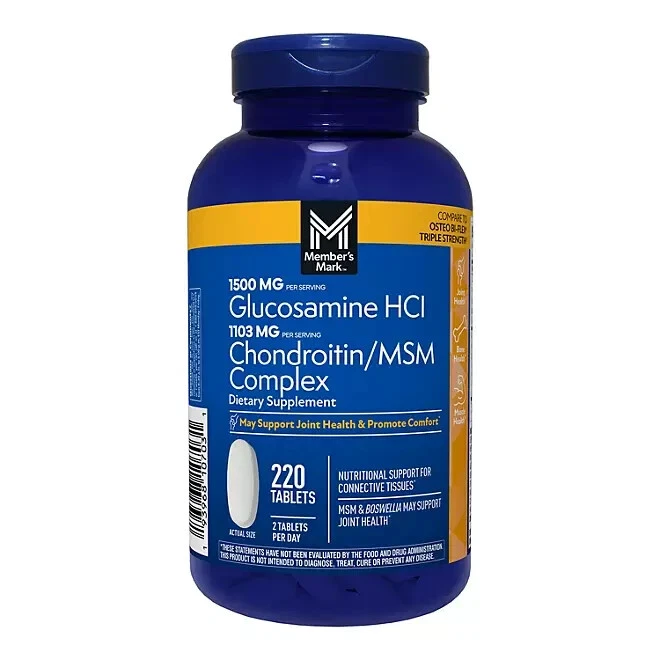 Glucosamine HCI 1500 mg, Chondroitin/MSM Complex 1103mg, 220 Tablets