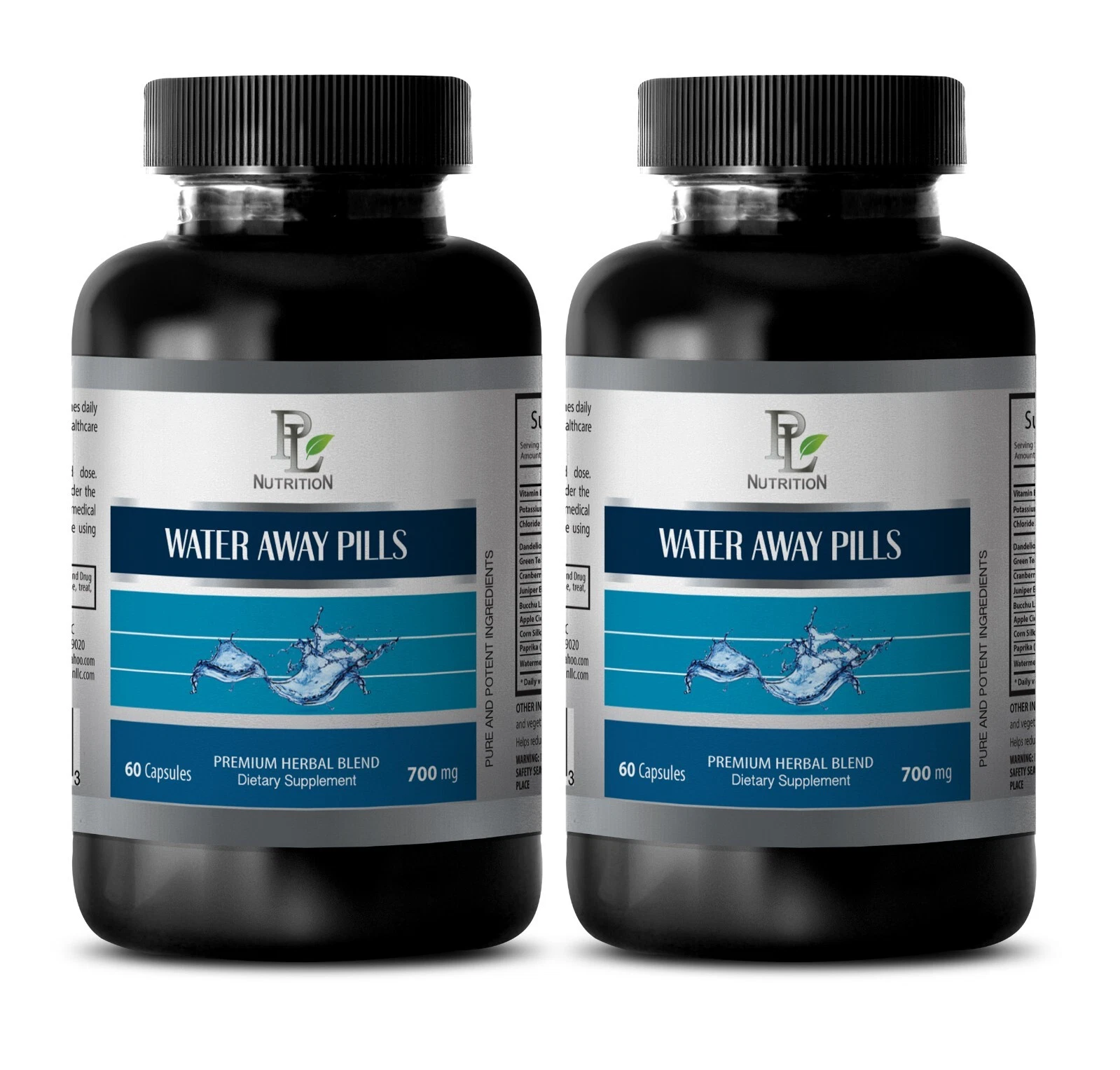 WATER WEIGHT PILLS - Chloride, Potassium, Dandelion, 2Bot