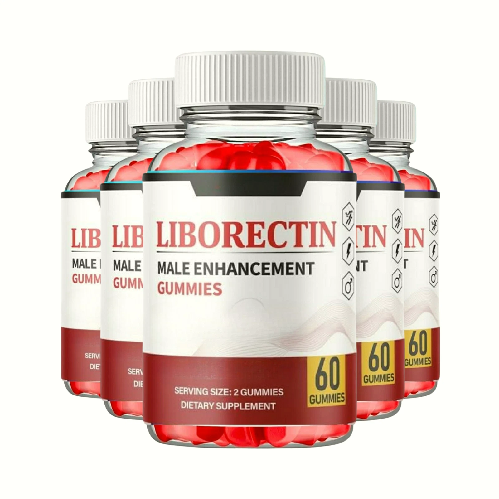 5-Pack Liborectin Male Gummies - Libo Rectin Male Support Gummies - 300 Gummies