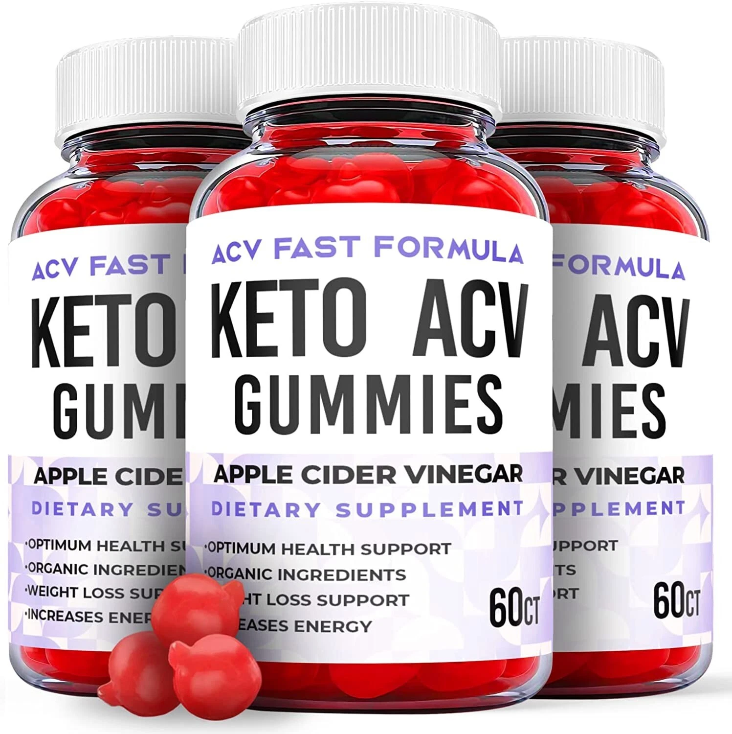 3 Pack - ACV Fast Formula Keto Gummies - Vegan, Weight Loss Supplement-180 Gums