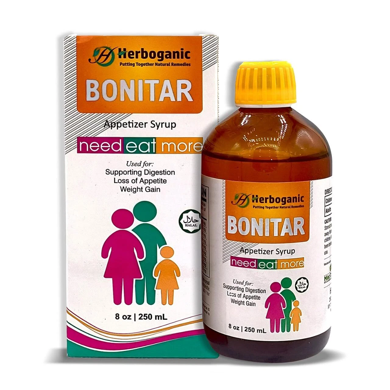 Herboganic Bonitar Appetizer Herbal Syrup 8 oz - for Digestion & Weight Gain