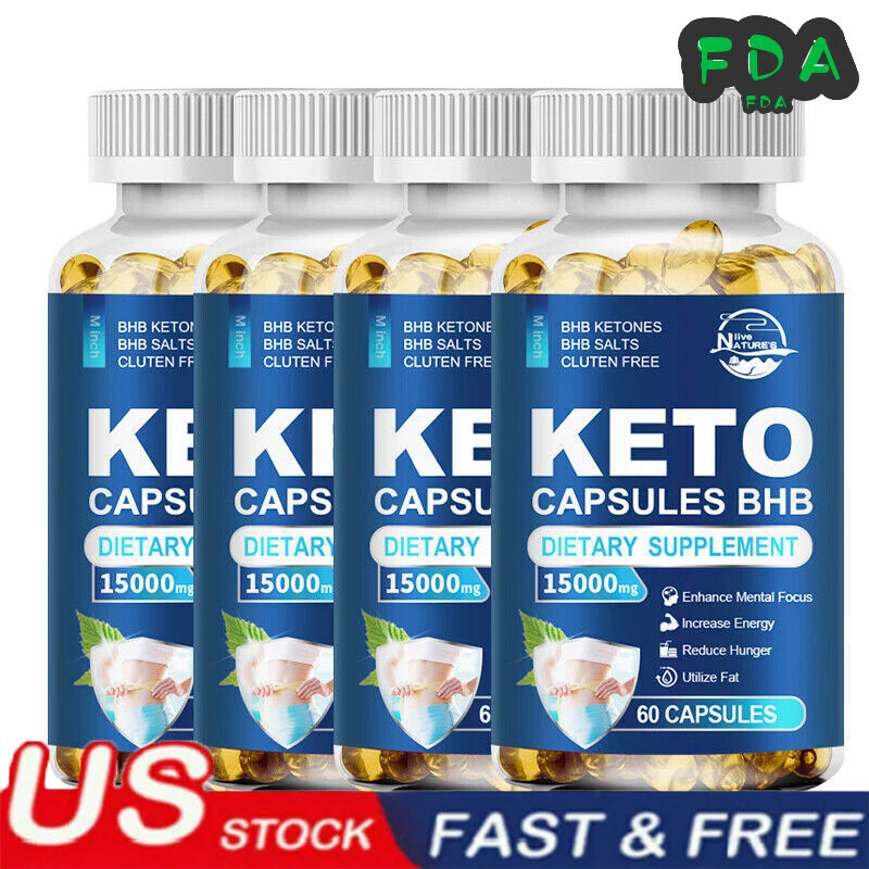 KETO BHB 15000mg Ketone FAT BURNER RAPID Weight Loss Diet Pills Ketosis 60 Caps