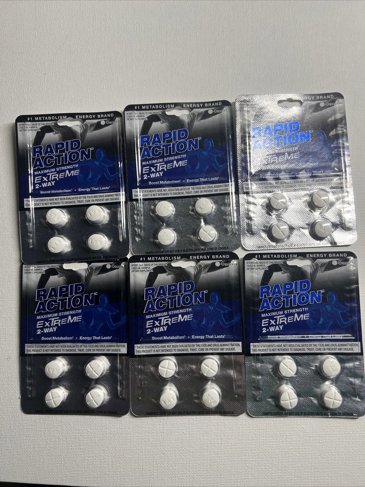 Rapid Action Extreme 2 Way Lasting Energy Boost Metabolism 6 packs 24 pills Max