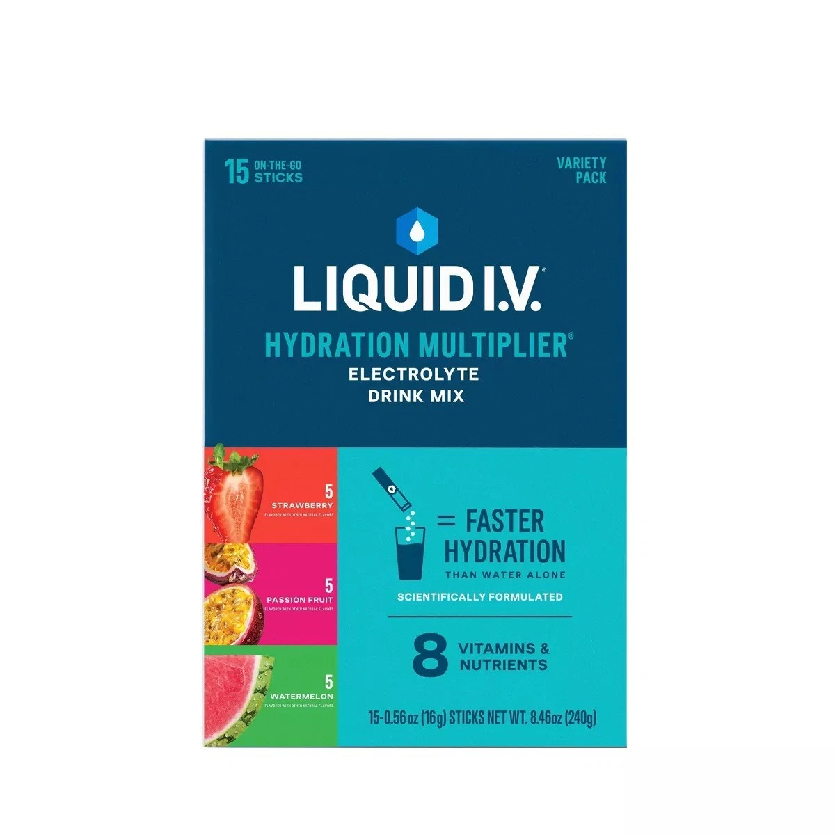Liquid I.V. Hydration Multiplier Vegan Powder Electrolyte Supplements Strawberry