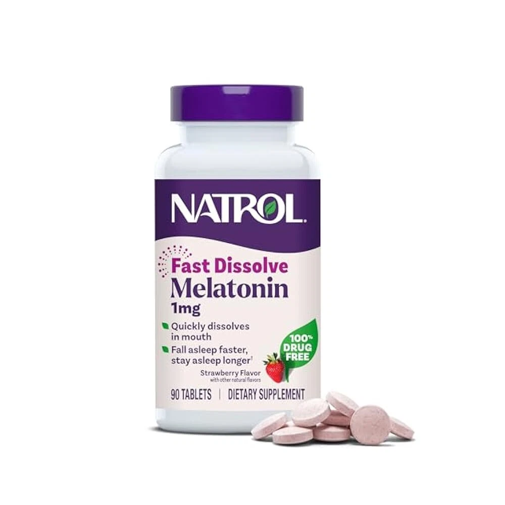 1mg Melatonin Tablets, Strawberry Flavor, Fast Dissolve, Supports Sleep, 90