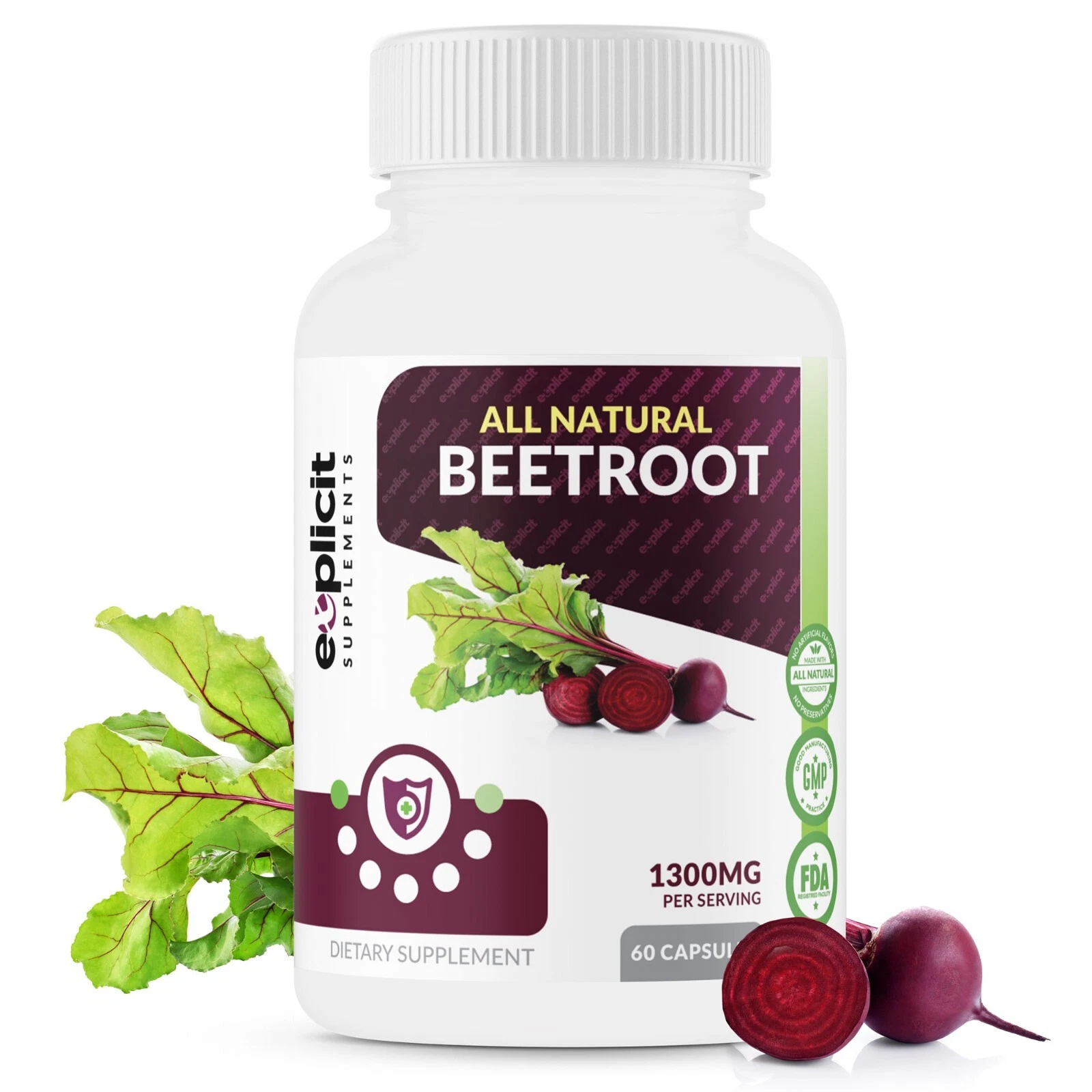 All Natural Beetroot Pills - Beet Root Powder - 60 Count - eXplicit Supplements