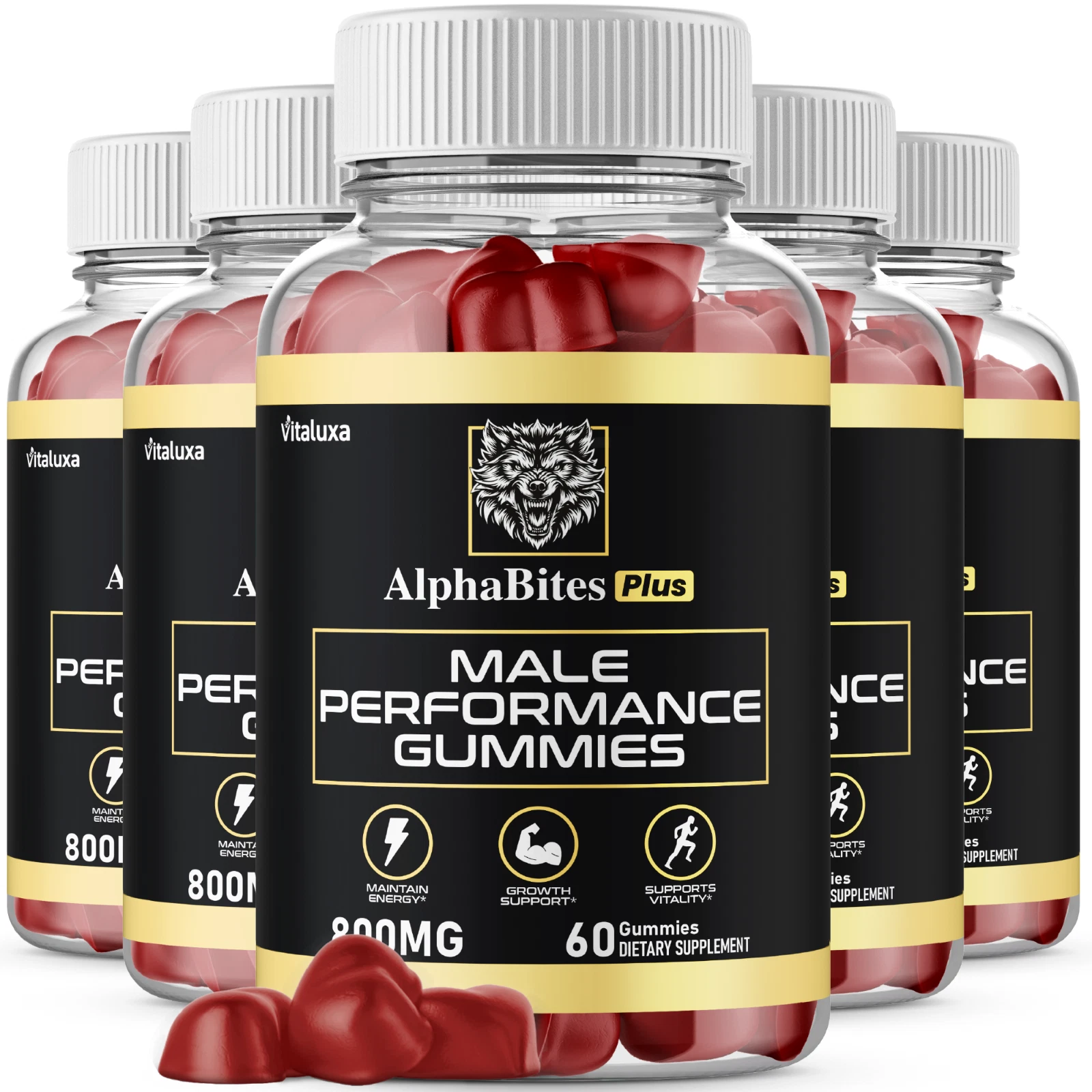 (5 Pack) Alpha Bites Gummies AlphaBites for Max Performance Gummy (300 Gummies)